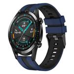 For Huawei GT2 46mm 22mm Two Color Sports Silicone Watch Band(Blue+Black)