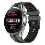 For Huawei Watch 3 Pro New 22mm Two Color Sports Silicone Watch Band(Olive Green+Black)