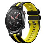 For Honor Watch GS 3i 22mm Two Color Sports Silicone Watch Band(Black+Yellow)