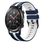 For Honor Watch GS 3i 22mm Two Color Sports Silicone Watch Band(Blue+White)