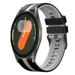 For Samsung Galaxy Watch 7 44mm 20mm Two Color Sports Silicone Watch Band(Black+Grey)