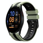 For Samsung Galaxy Watch FE 40mm 20mm Two Color Sports Silicone Watch Band(Light Green+Black)