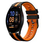 For Samsung Galaxy Watch FE 40mm 20mm Two Color Sports Silicone Watch Band(Black+Orange)