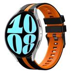 For Samsung Galaxy Watch 6 44mm 20mm Two Color Sports Silicone Watch Band(Black+Orange)