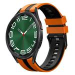 For Samsung Galaxy Watch 6 Classic 47mm 20mm Two Color Sports Silicone Watch Band(Orange+Black)