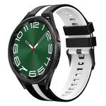 For Samsung Galaxy Watch 6 Classic 47mm 20mm Two Color Sports Silicone Watch Band(Black+White)