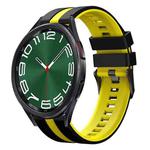 For Samsung Galaxy Watch 6 Classic 47mm 20mm Two Color Sports Silicone Watch Band(Black+Yellow)