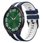 For Samsung Galaxy Watch 6 Classic 47mm 20mm Two Color Sports Silicone Watch Band(Blue+White)