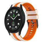 For Samsung Galaxy watch 5 Pro Golf Edition 20mm Two Color Sports Silicone Watch Band(Starlight+Orange)