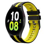 For Samsung Galaxy Watch 5  44mm 20mm Two Color Sports Silicone Watch Band(Black+Yellow)