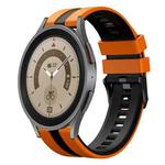 For Samsung Galaxy Watch 5 Pro  45mm 20mm Two Color Sports Silicone Watch Band(Orange+Black)