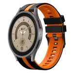 For Samsung Galaxy Watch 5 Pro  45mm 20mm Two Color Sports Silicone Watch Band(Black+Orange)