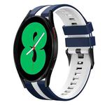 For Samsung Galaxy Watch 4 44mm 20mm Two Color Sports Silicone Watch Band(Blue+White)