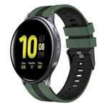 For Samsung Galaxy Watch Active 2 40mm 20mm Two Color Sports Silicone Watch Band(Olive Green+Black)