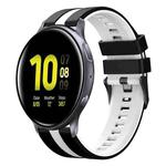 For Samsung Galaxy Watch Active 2 40mm 20mm Two Color Sports Silicone Watch Band(Black+White)