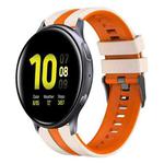 For Samsung Galaxy Watch Active 2 44mm 20mm Two Color Sports Silicone Watch Band(Starlight+Orange)