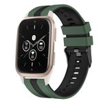 For Garmin Forerunner Sq2 Music 20mm Two Color Sports Silicone Watch Band(Olive Green+Black)
