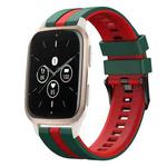 For Garmin Forerunner Sq2 Music 20mm Two Color Sports Silicone Watch Band(Green+Red)
