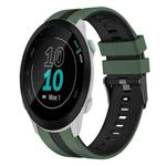 For Garmin Forerunner 55 20mm Two Color Sports Silicone Watch Band(Olive Green+Black)