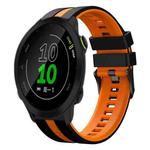 For Garmin Forerunner 158 20mm Two Color Sports Silicone Watch Band(Black+Orange)