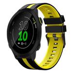 For Garmin Forerunner 158 20mm Two Color Sports Silicone Watch Band(Black+Yellow)