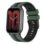 For Amazfit Active 20mm Two-Color Sports Silicone Watch Band(Olive Green+Black)