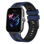 For Amazfit GTS 3 20mm Two-Color Sports Silicone Watch Band(Blue+Black)