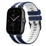 For Amazfit GTS 2E 20mm Two-Color Sports Silicone Watch Band(Blue+White)