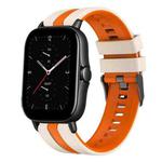 For Amazfit GTS 2E 20mm Two-Color Sports Silicone Watch Band(Starlight+Orange)