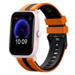 For Amazfit Pop Pro 20mm Two-Color Sports Silicone Watch Band(Orange+Black)