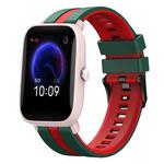 For Amazfit Pop Pro 20mm Two-Color Sports Silicone Watch Band(Green+Red)