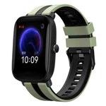 For Amazfit Pop 20mm Two-Color Sports Silicone Watch Band(Light Green+Black)