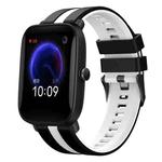 For Amazfit Pop 20mm Two-Color Sports Silicone Watch Band(Black+White)