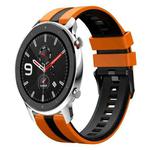 For Amazfit GTR 4 22mm Two-Color Sports Silicone Watch Band(Orange+Black)