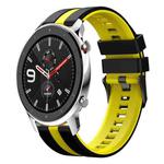 For Amazfit GTR 4 22mm Two-Color Sports Silicone Watch Band(Black+Yellow)