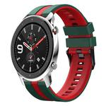 For Amazfit GTR 4 22mm Two-Color Sports Silicone Watch Band(Green+Red)