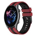 For Amazfit GTR 3 Pro 22mm Two-Color Sports Silicone Watch Band(Red+Black)