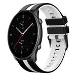 For Amazfit GTR 2e 22mm Two-Color Sports Silicone Watch Band(Black+White)