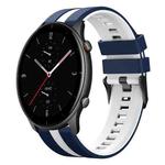 For Amazfit GTR 2e 22mm Two-Color Sports Silicone Watch Band(Blue+White)