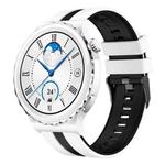 For Huawei Watch GT3 Pro 43mm 20mm Two Color Sports Silicone Watch Band(White+Black)