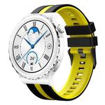 For Huawei Watch GT3 Pro 43mm 20mm Two Color Sports Silicone Watch Band(Black+Yellow)