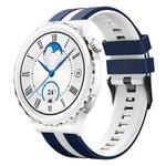 For Huawei Watch GT3 Pro 43mm 20mm Two Color Sports Silicone Watch Band(Blue+White)
