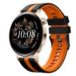 For Huawei Watch GT3 42mm 20mm Two Color Sports Silicone Watch Band(Black+Orange)