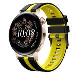 For Huawei Watch GT3 42mm 20mm Two Color Sports Silicone Watch Band(Black+Yellow)