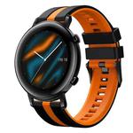 For Huawei Watch GT2 42mm 20mm Two Color Sports Silicone Watch Band(Black+Orange)