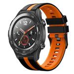 For Huawei Watch 2 20mm Two Color Sports Silicone Watch Band(Black+Orange)