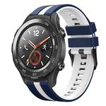 For Huawei Watch 2 20mm Two Color Sports Silicone Watch Band(Blue+White)