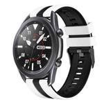 For Samsung Galaxy Watch3 45mm 22mm Two Color Sports Silicone Watch Band(White+Black)