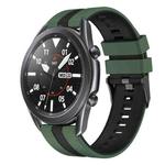 For Samsung Galaxy Watch3 45mm 22mm Two Color Sports Silicone Watch Band(Olive Green+Black)