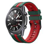 For Samsung Galaxy Watch3 45mm 22mm Two Color Sports Silicone Watch Band(Green+Red)